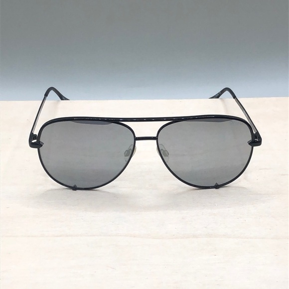 Quay Australia Accessories - Quay X Desi High Key Aviator Sunglasses Women Black Metal Frame Mirror Lens 111